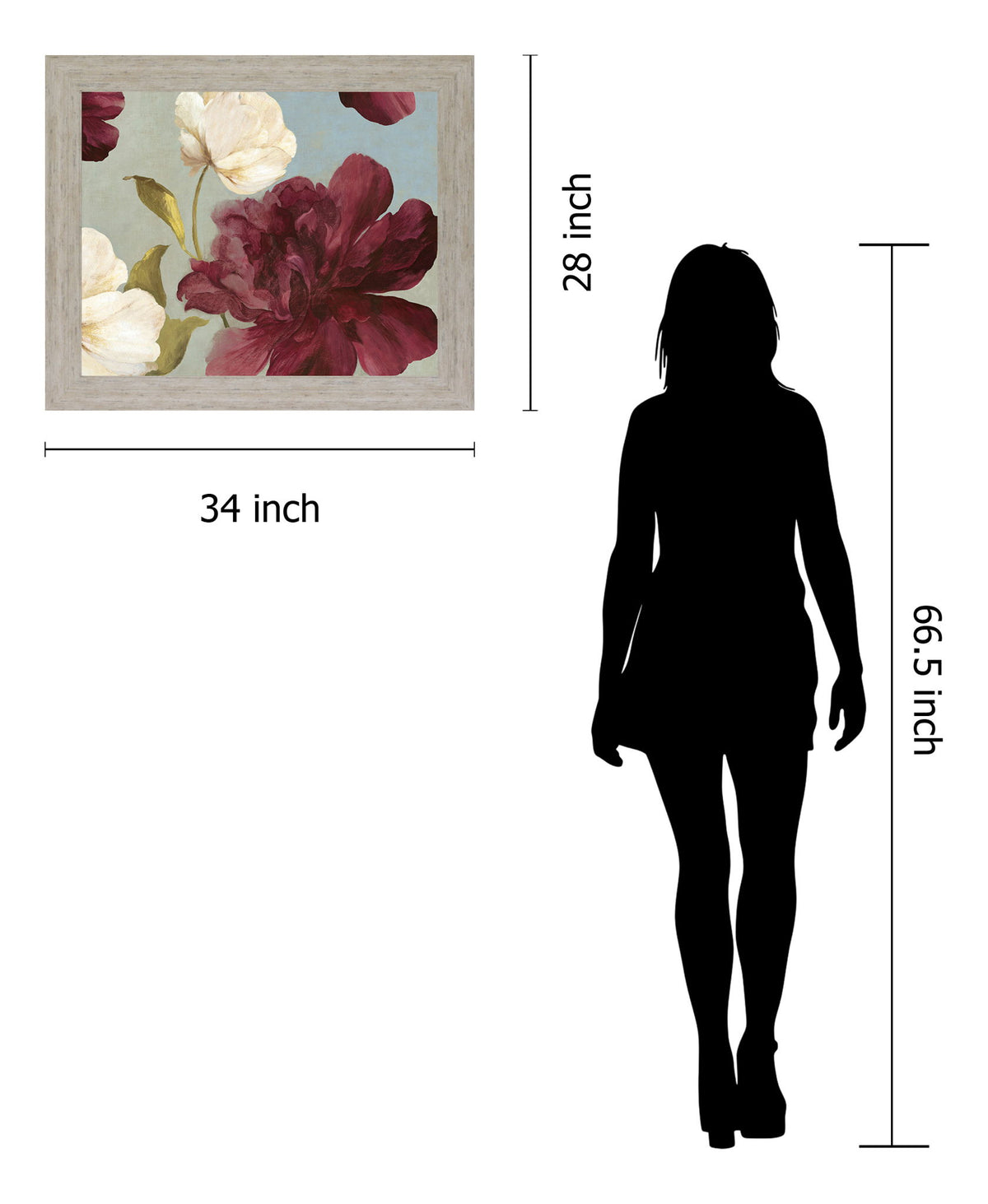 Wine Blossom Drift - 28" x 34" Framed Wall Art - Dark Red