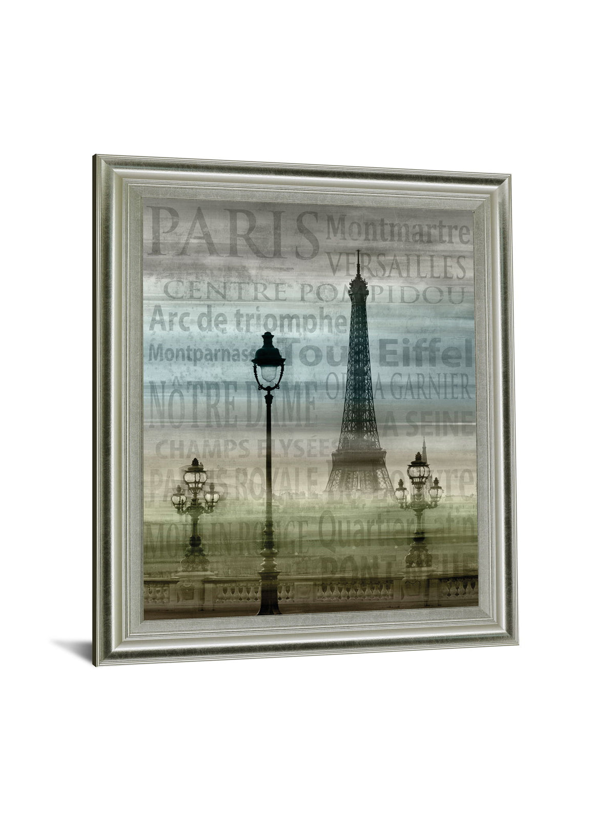 Foggy Paris Vista - 28" x 34" Framed Wall Art - Gray