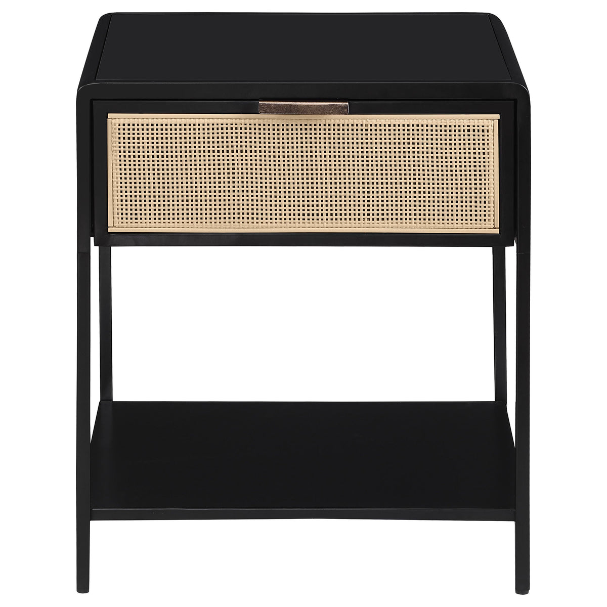 Amherst 1-drawer Radio Weave Cane Metal Bedside Table