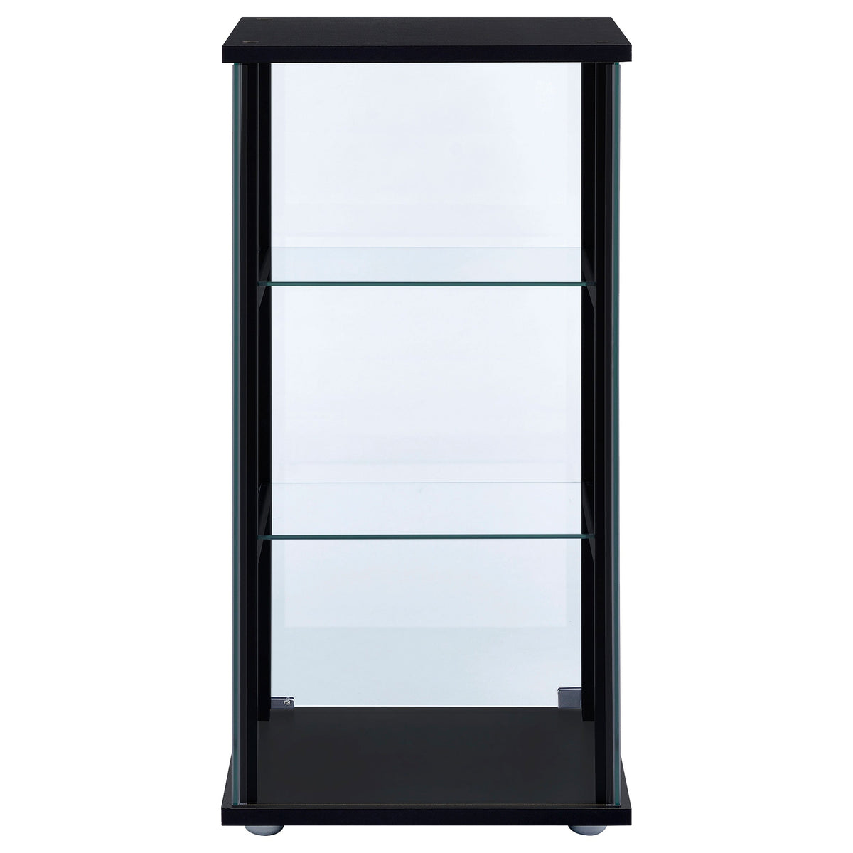 Cyclamen 3-shelf Clear Glass Curio Display Cabinet Black