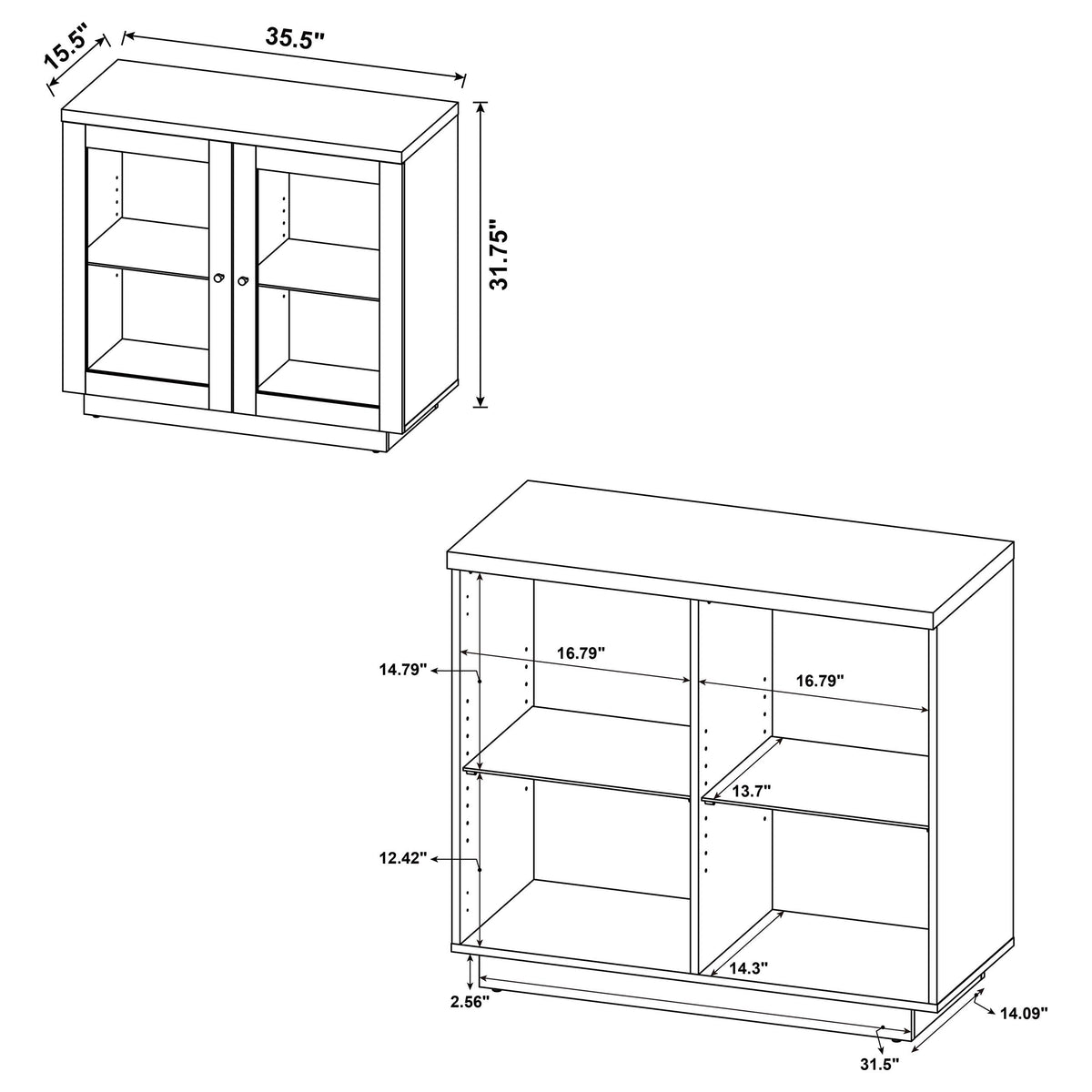 Tilbury 2-door Glass Front Accent Display Cabinet Light Oak