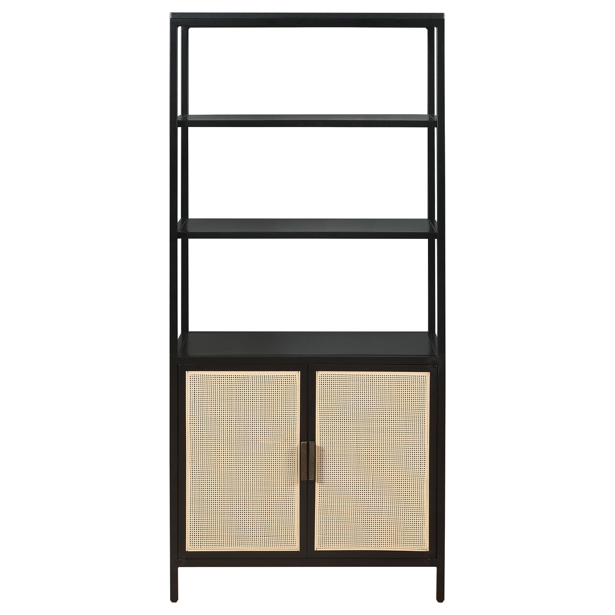 Amherst 3-shelf Radio Weave Cane Metal Accent Cabinet