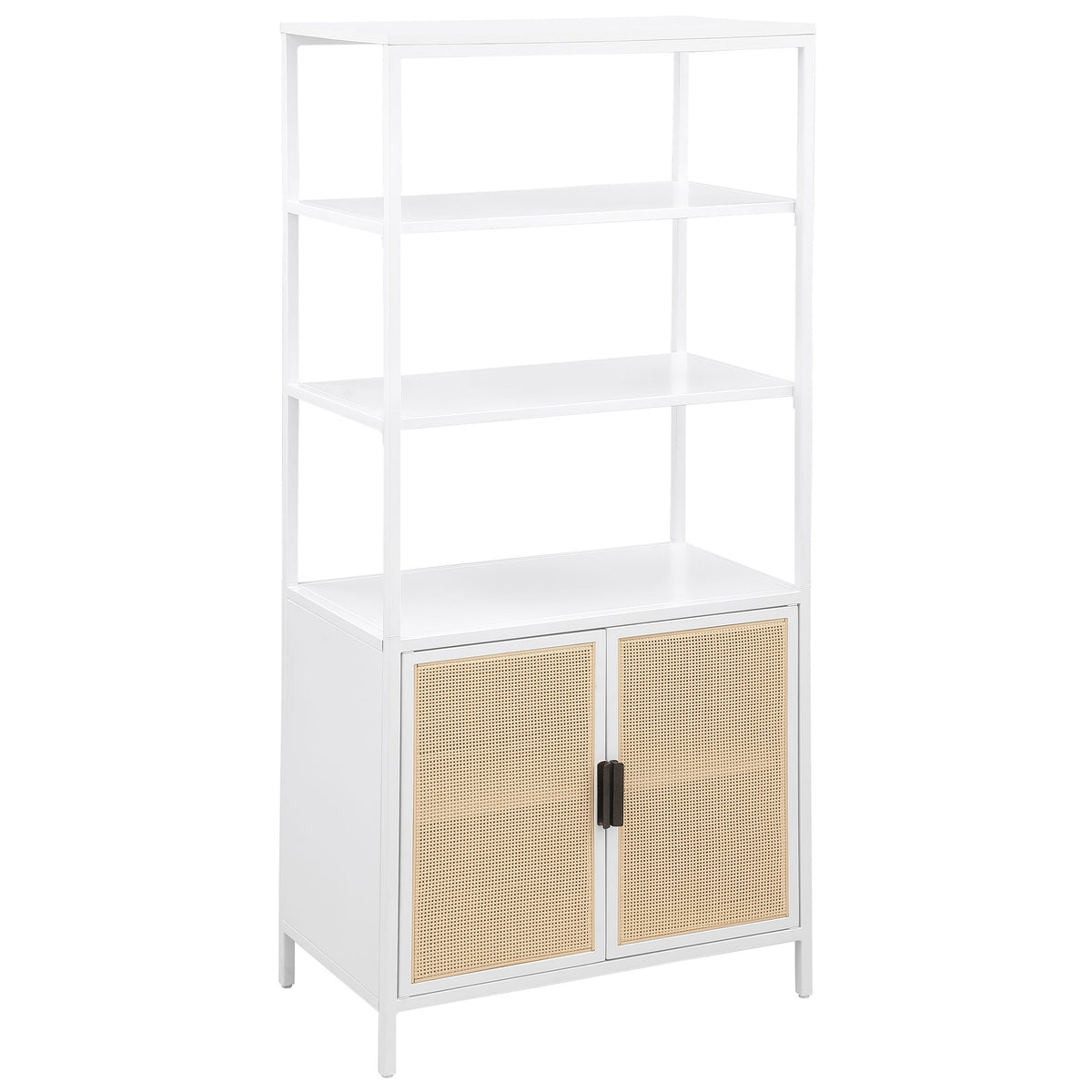 Amherst 3-shelf Radio Weave Cane Metal Accent Cabinet