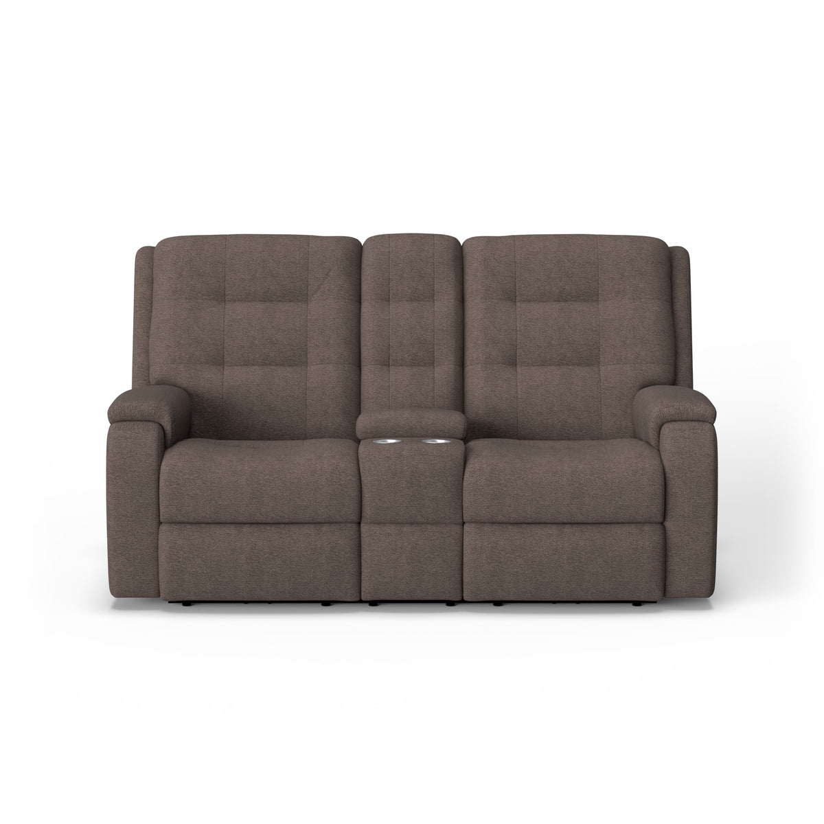Flexsteel Arlo Power Reclining Loveseat with Console, Power Headrest & Lumbar