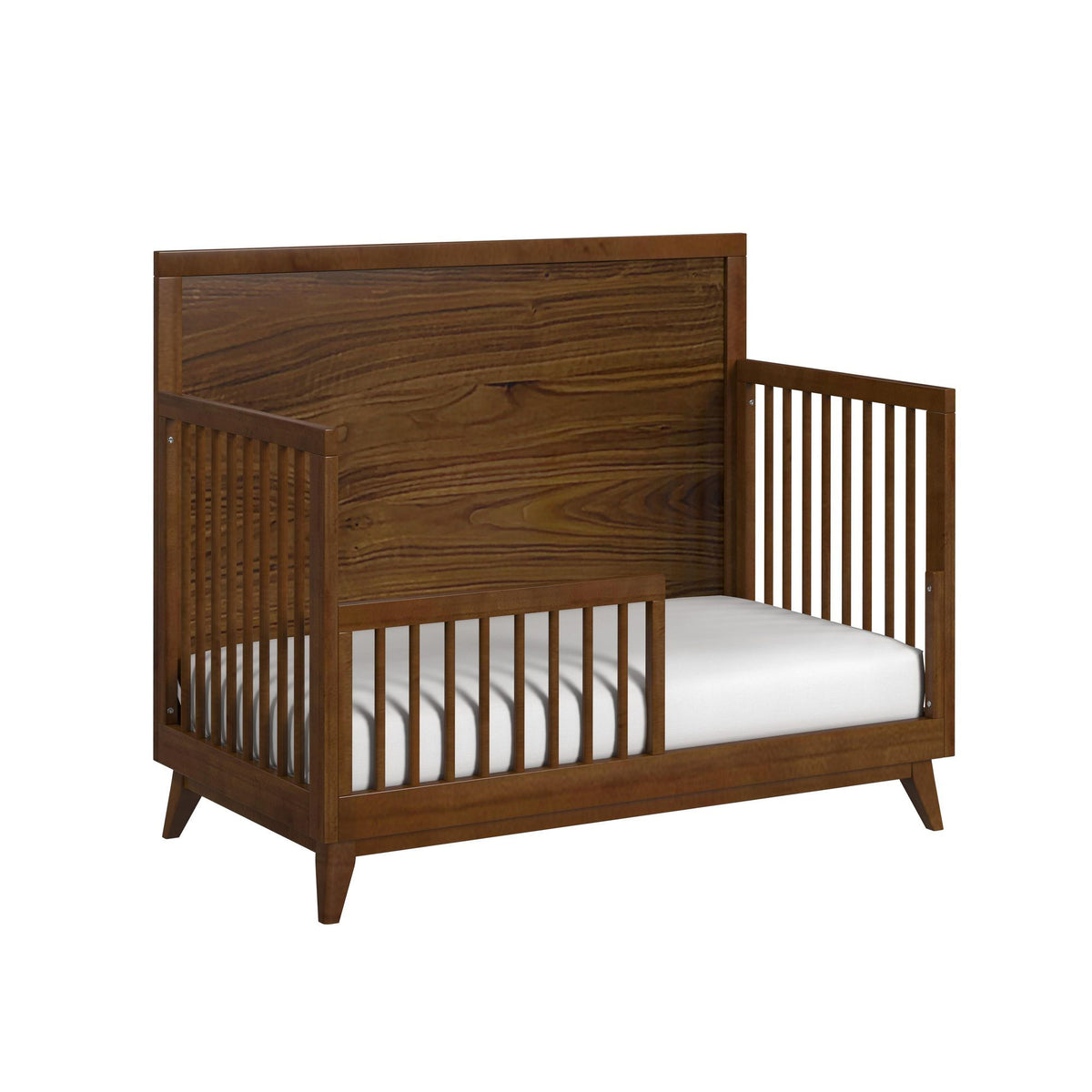 Malia - Crib With High Headboard And Guardrail - Walnut