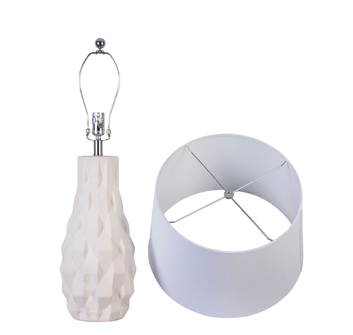 "Sculpted Elegance" Ceramic Table Lamp (Set of 2) - White Sand