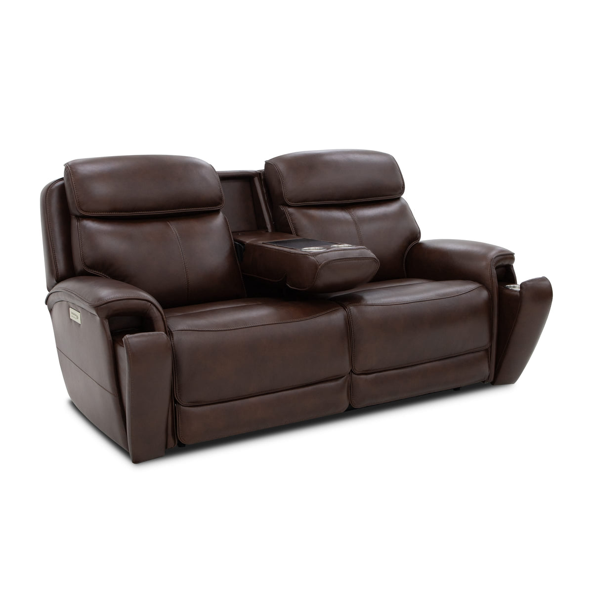 Flexsteel Walker Power Reclining Loveseat w/ Console, Power Headrest & Lumbar