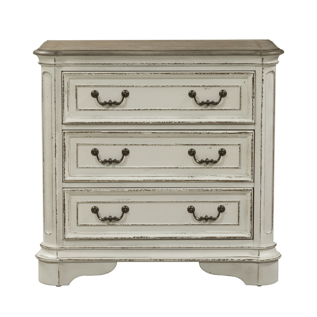 Magnolia Manor - 3 Drawer Bedside Chest With Charging Station - Antique White