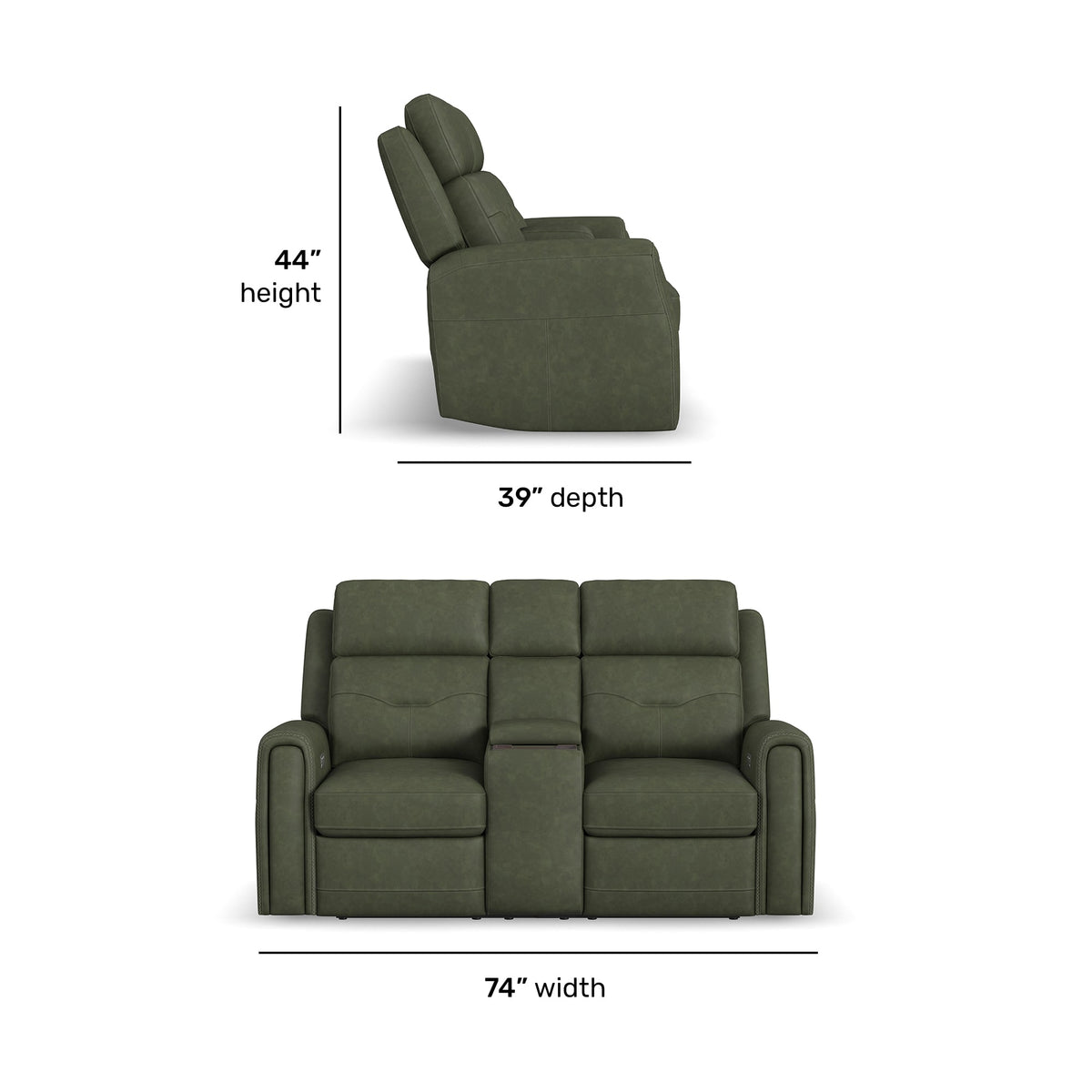 Flexsteel Felix Power Reclining Loveseat with Console, Power Headrest, Lumbar, Heat & Massage