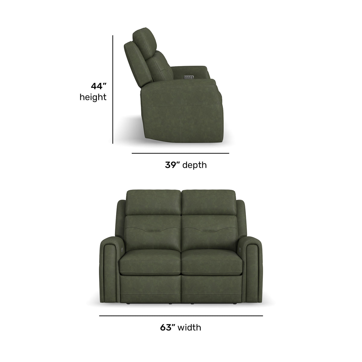 Flexsteel Felix Power Reclining Loveseat with Power Headrest, Lumbar, Heat & Massage