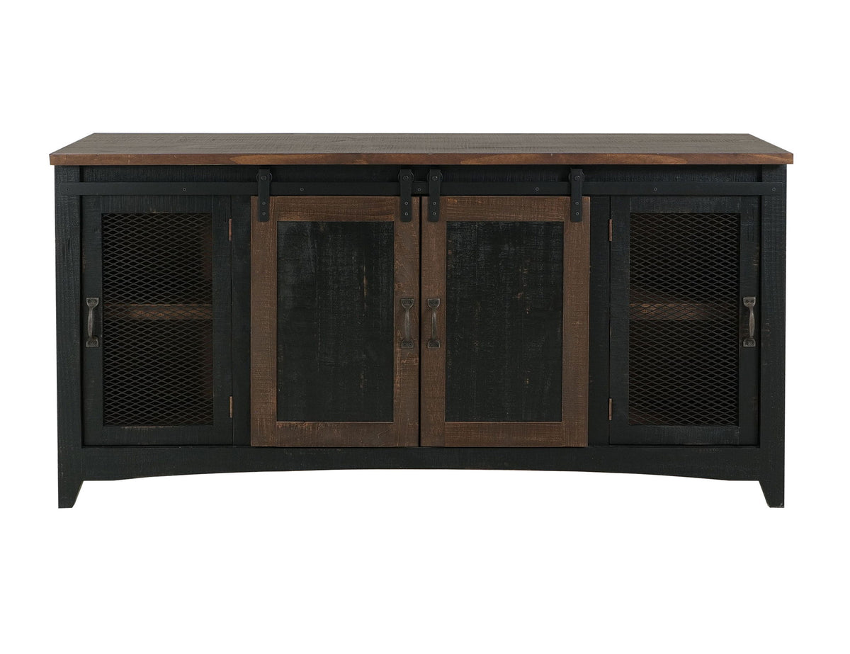 Pueblo - TV Stand / Console / Wall Unit - Black / Medium Brown