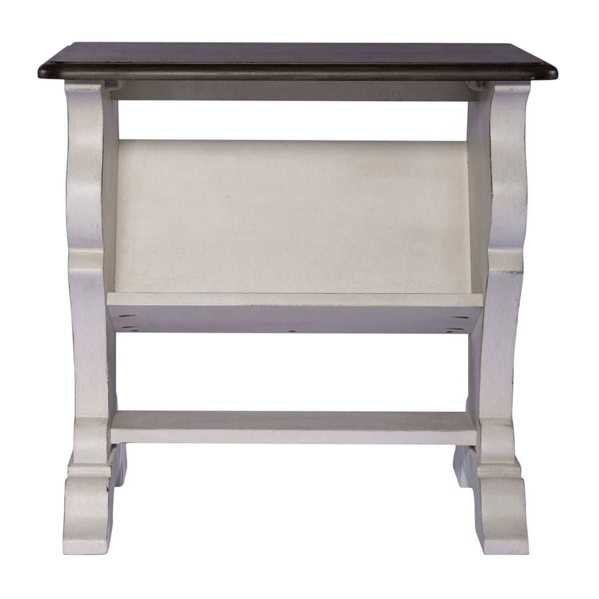Abbey Road - Library Chair Side Table - Porcelain White / Churchill Brown