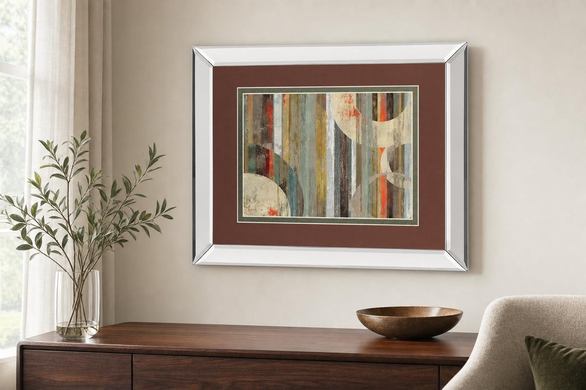 Retro Meridian - 34" x 40" Framed Wall Art - Light Brown