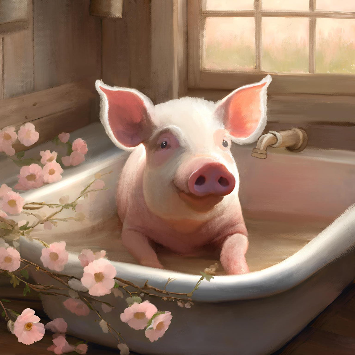 Pig Bath By Elizabeth Medley - Pink