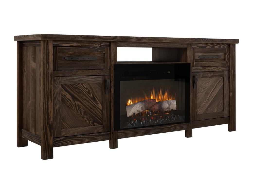 Dutton - Wall Unit With Electric Fireplace Insert - Brown