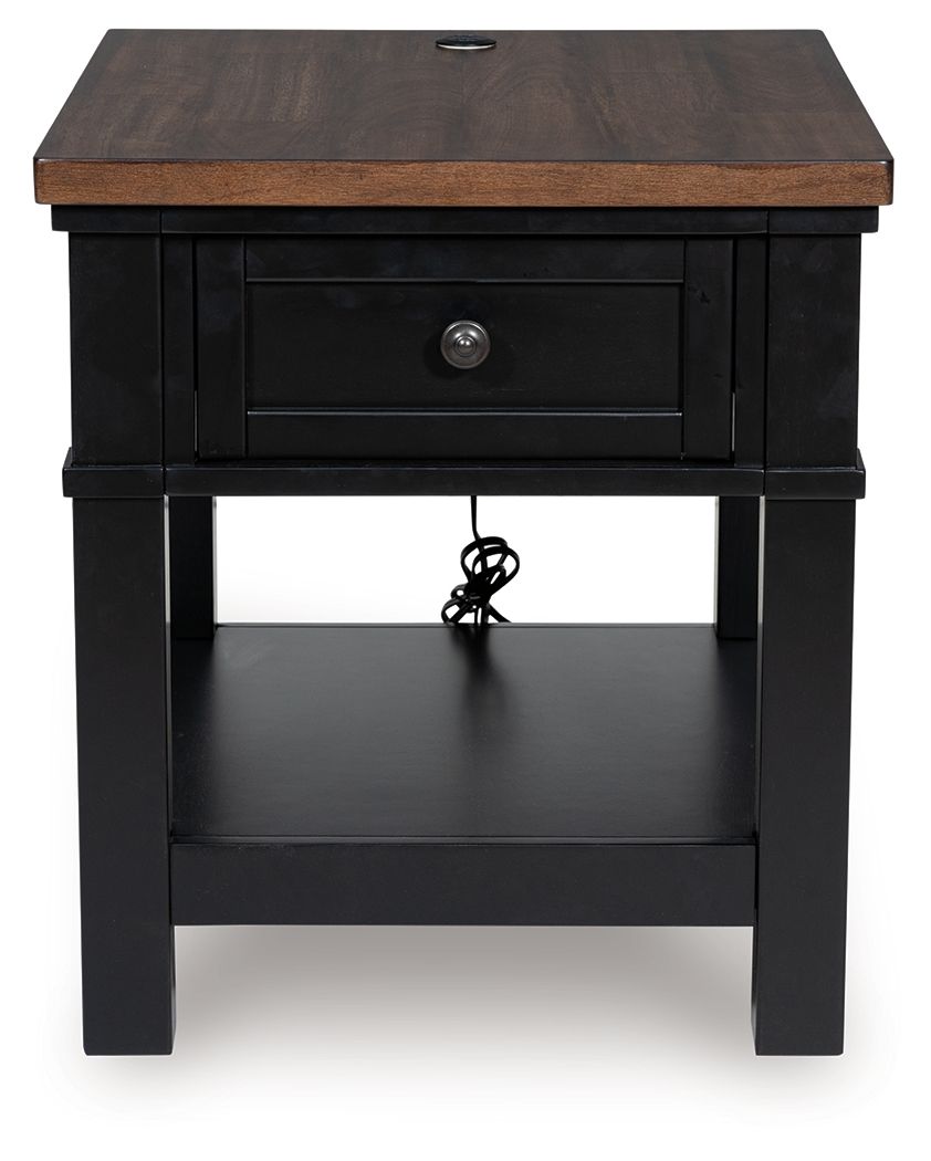 Wildenauer - Rectangular End Table - Brown / Black