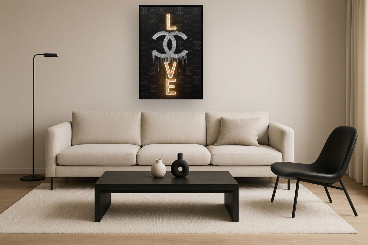 Glowing Urban Glam - 33" x 48" Framed Wall Art - Black