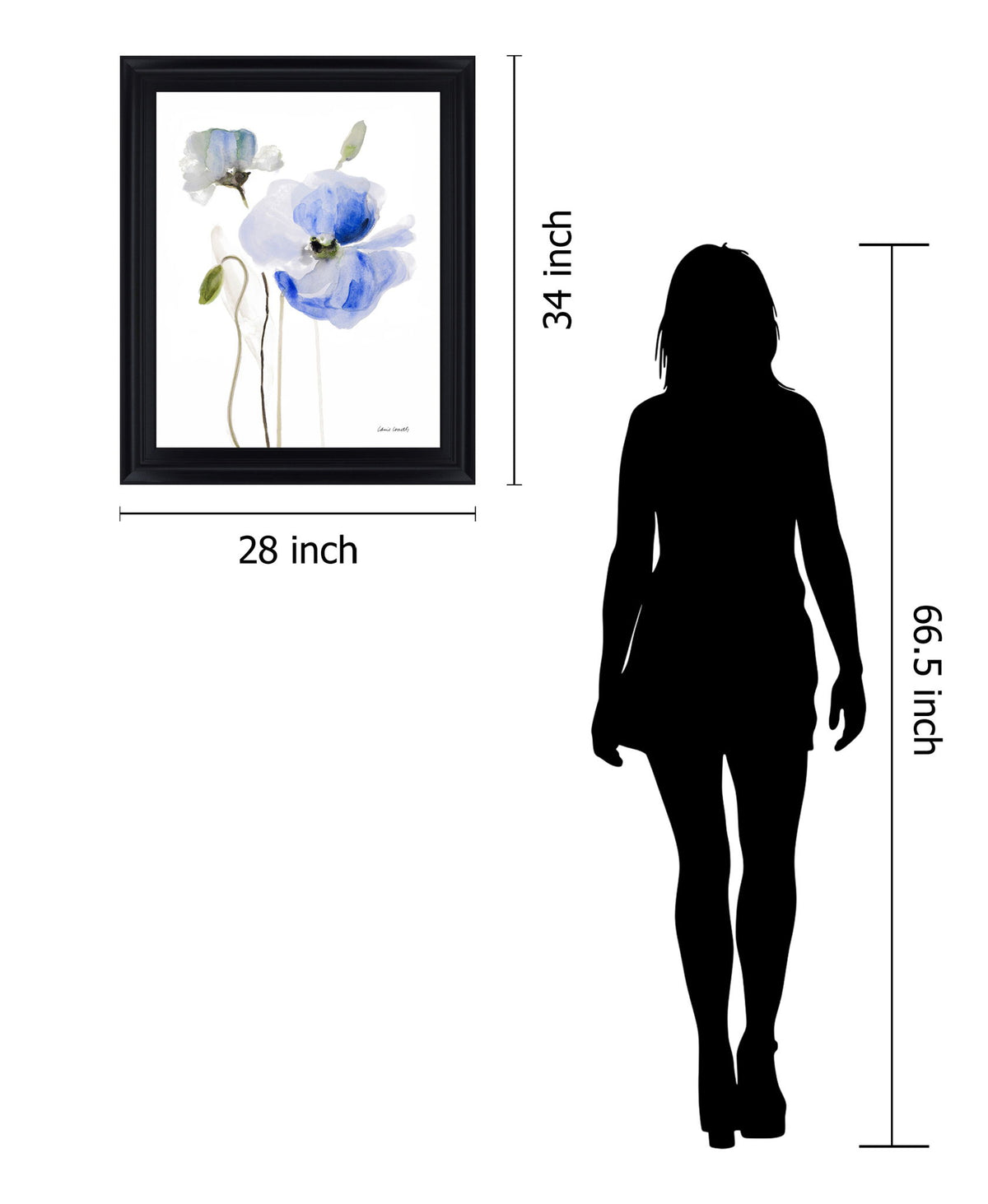 Azure Blossom Dance - 28" x 34" Framed Wall Art - White