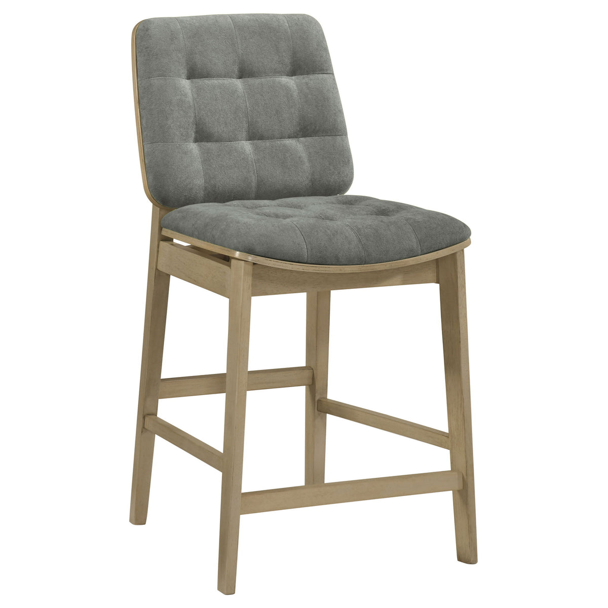 Redbridge Velvet Upholstered Counter Chair Grey and Natural Oak (Set of 2)