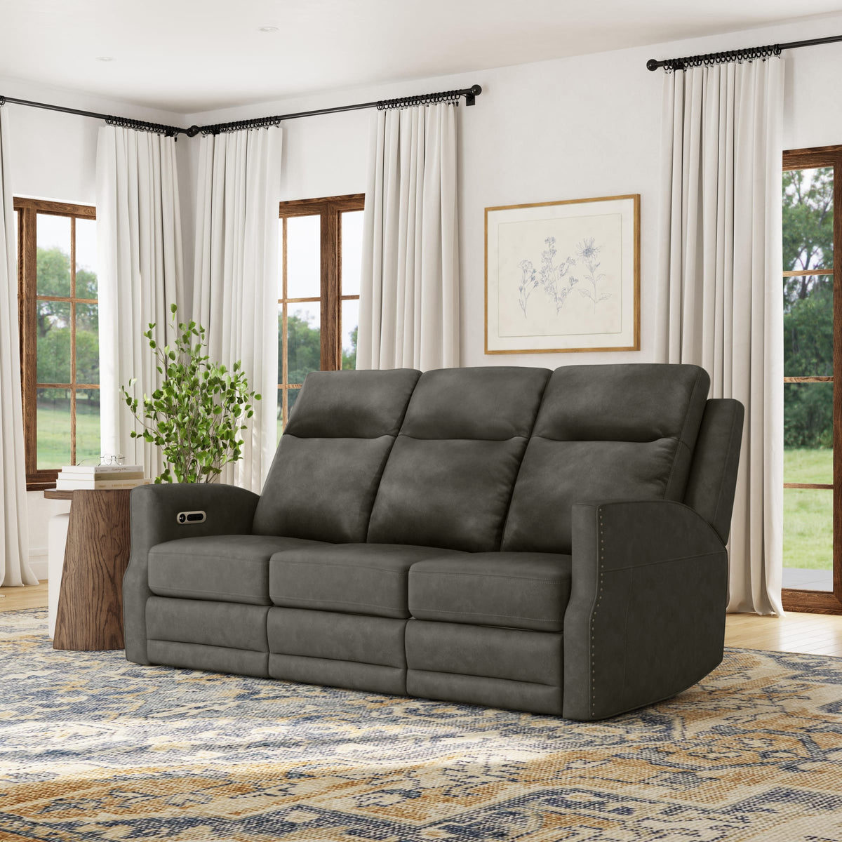 Flexsteel Maxwell Power Reclining Sofa with Power Headrests and Lumbar