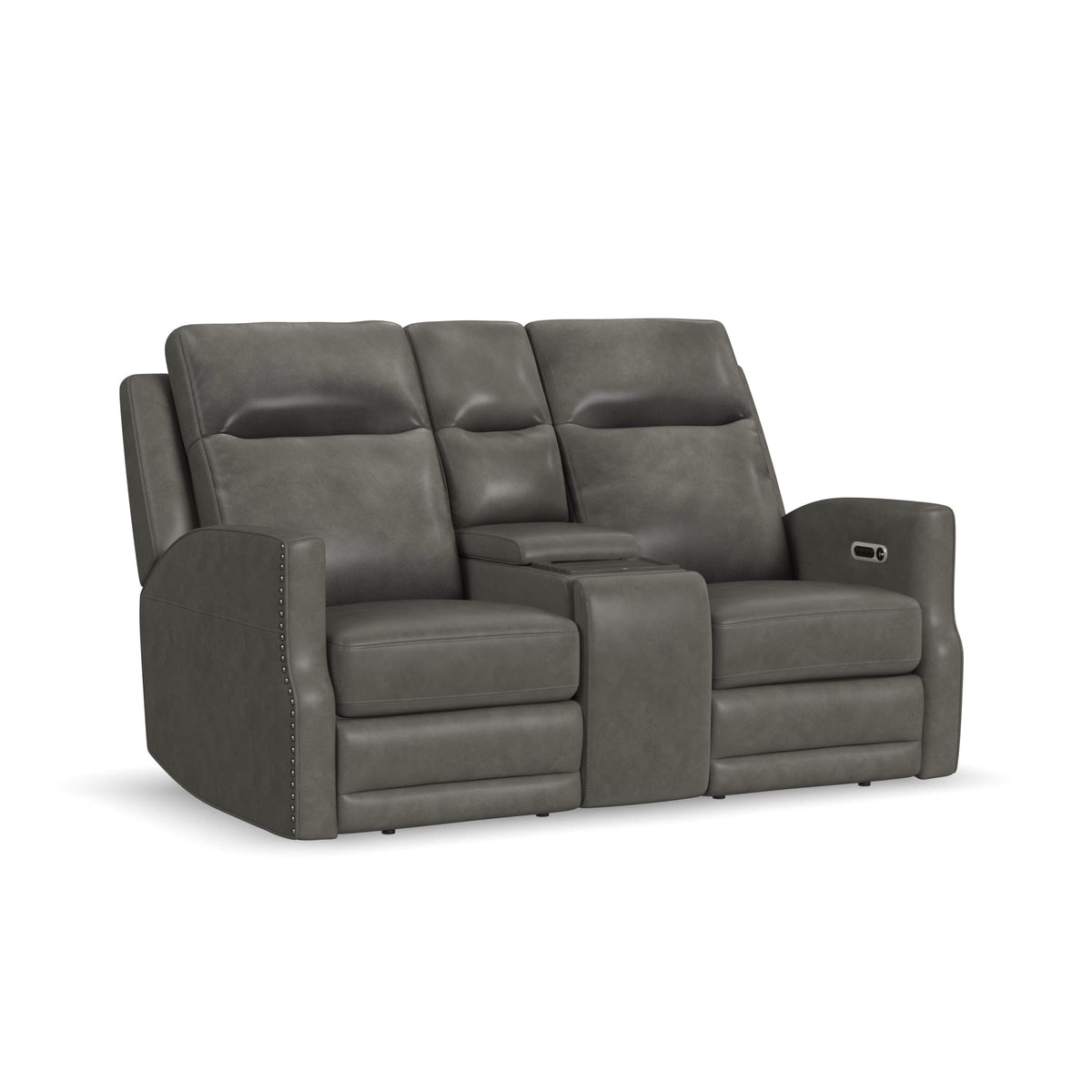 Flexsteel Maxwell Power Reclining Loveseat with Console, Power Headrests and Lumbar