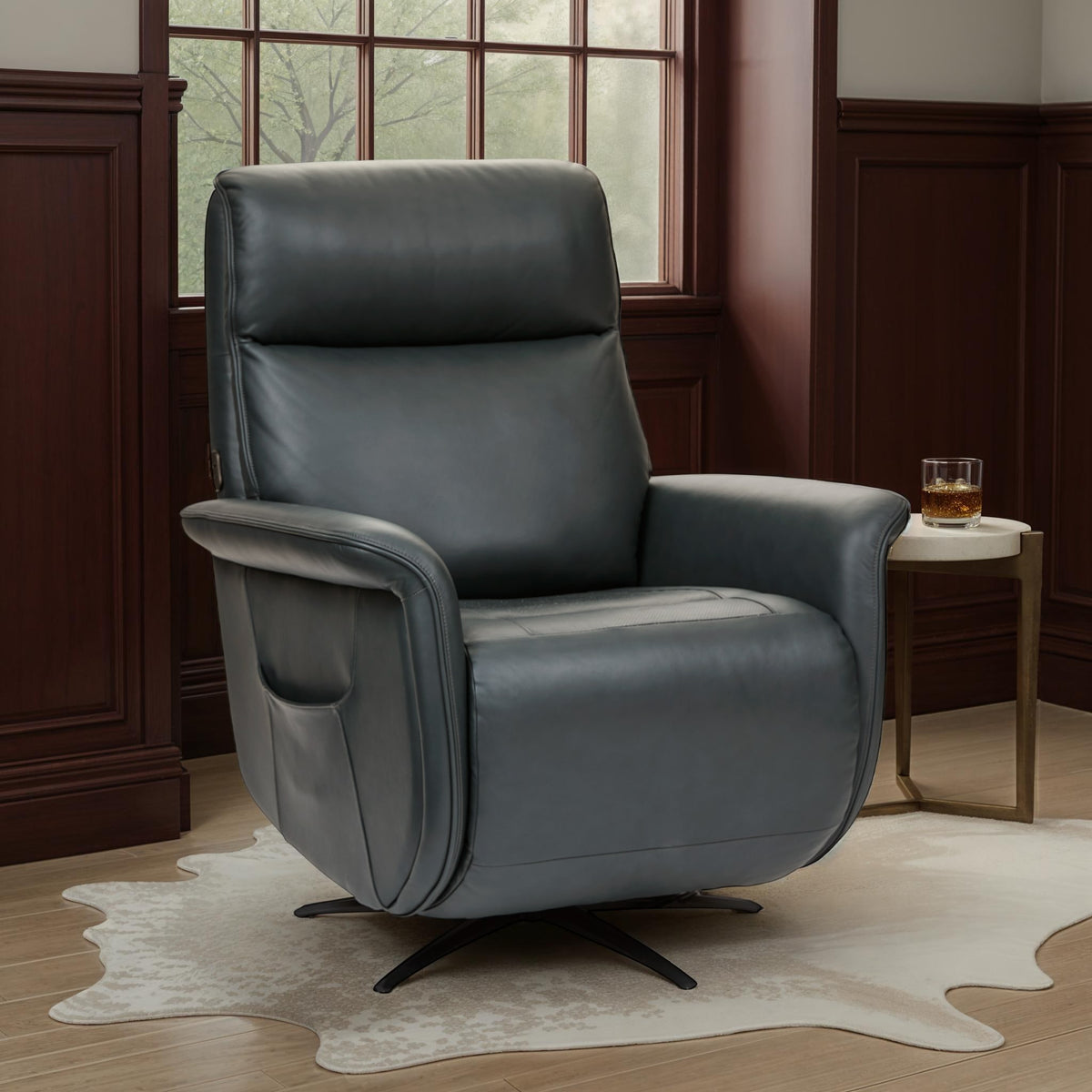Flexsteel Haven Power Swivel Recliner with Power Headrest, Lumbar, Heat, Massage & Ventilation