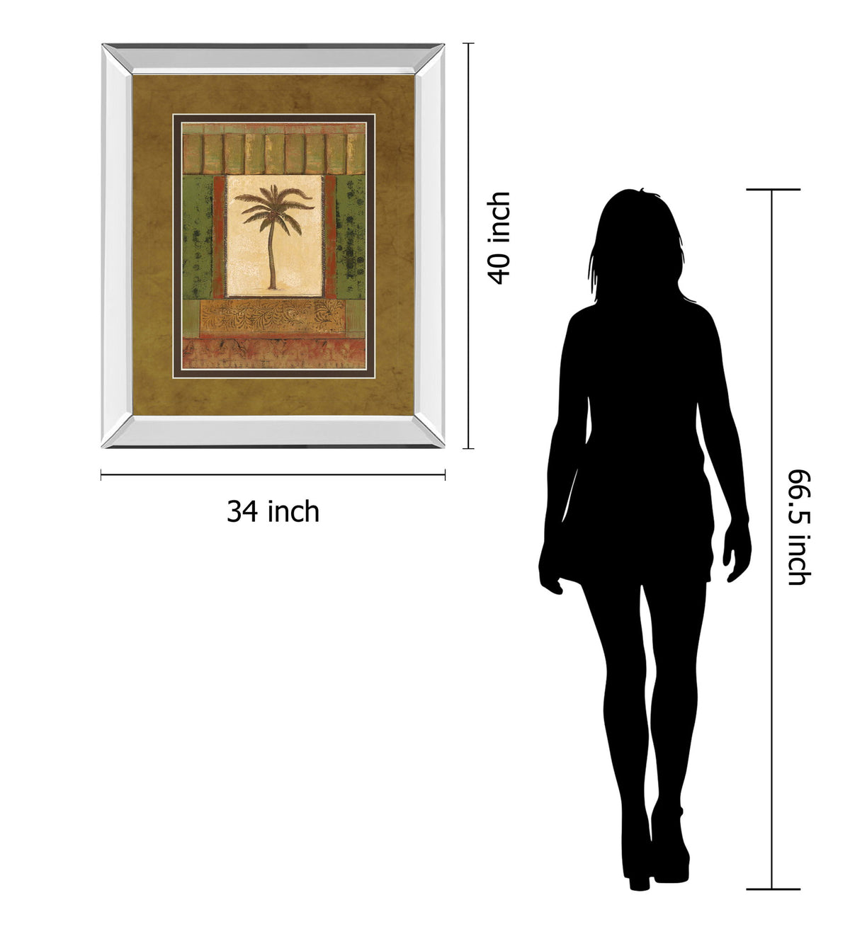 Classic Palm I By Rebecca Burton - Mirror Framed Print Wall Art - Light Brown