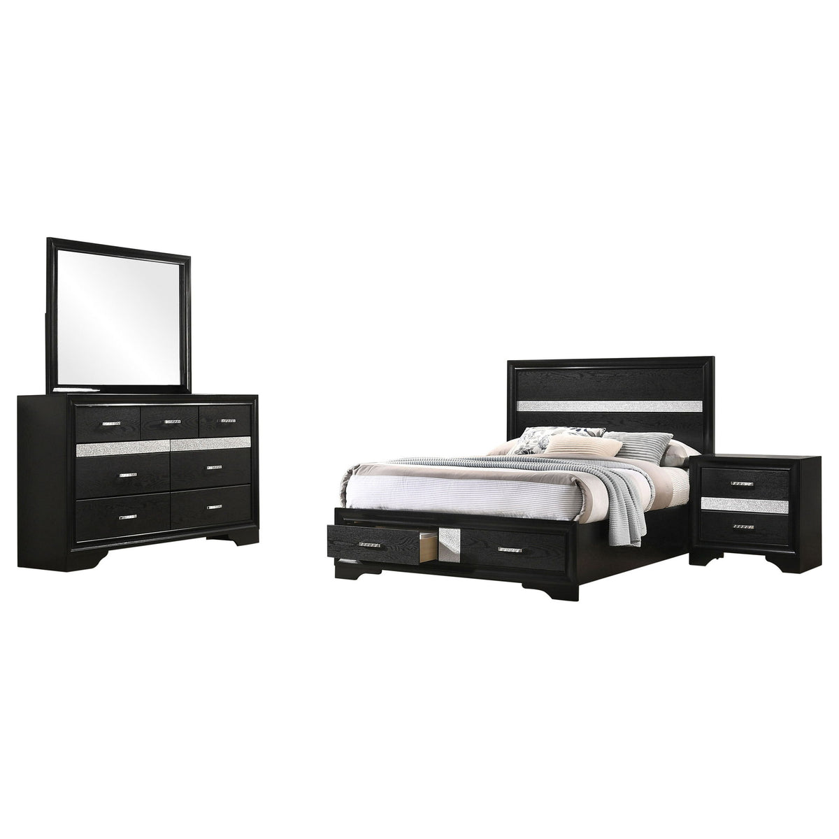 Miranda 4-piece Full Bedroom Set Black