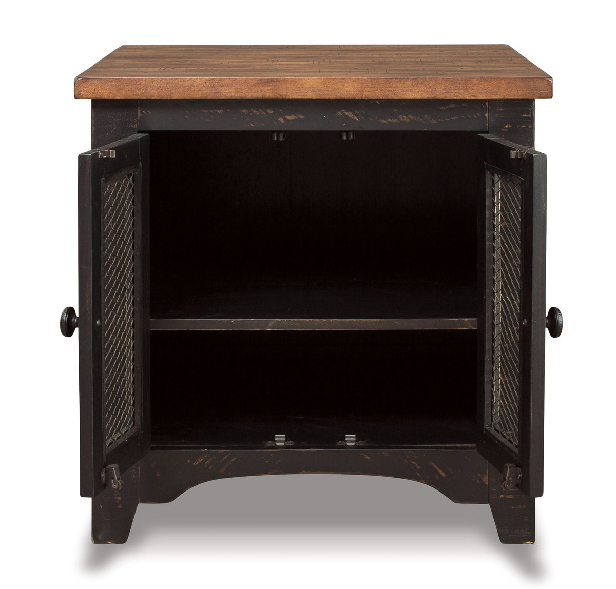Valebeck - Rectangular End Table - Black / Brown