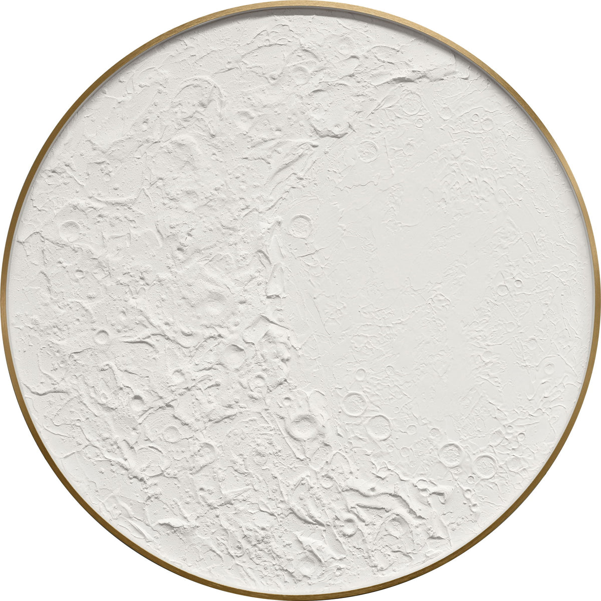 Lunar Relief Hand-Painted LED Canvas In Frame - Ivory / White