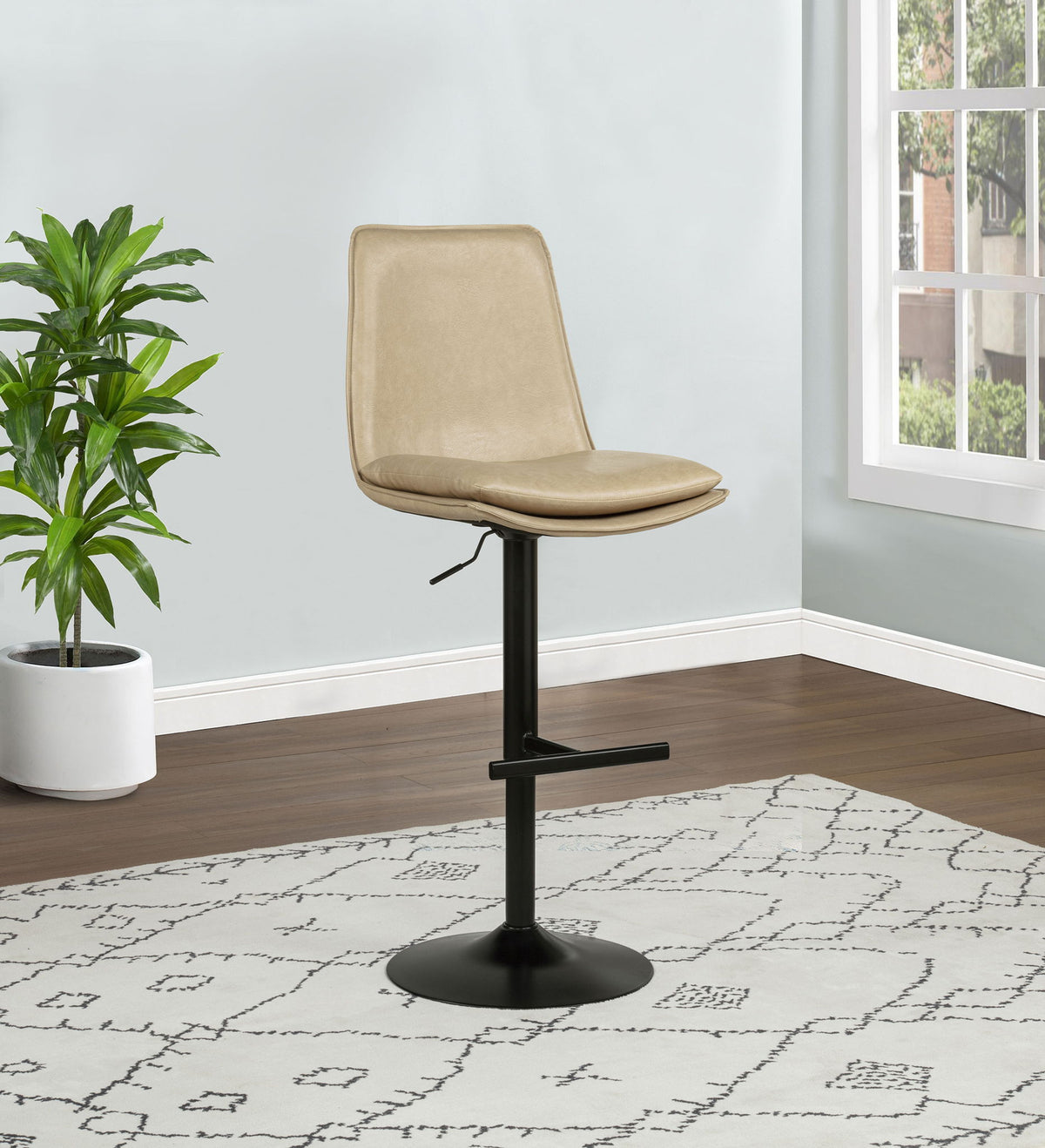 Eldridge Faux Leather Upholstered Adjustable Bar Stool Tan