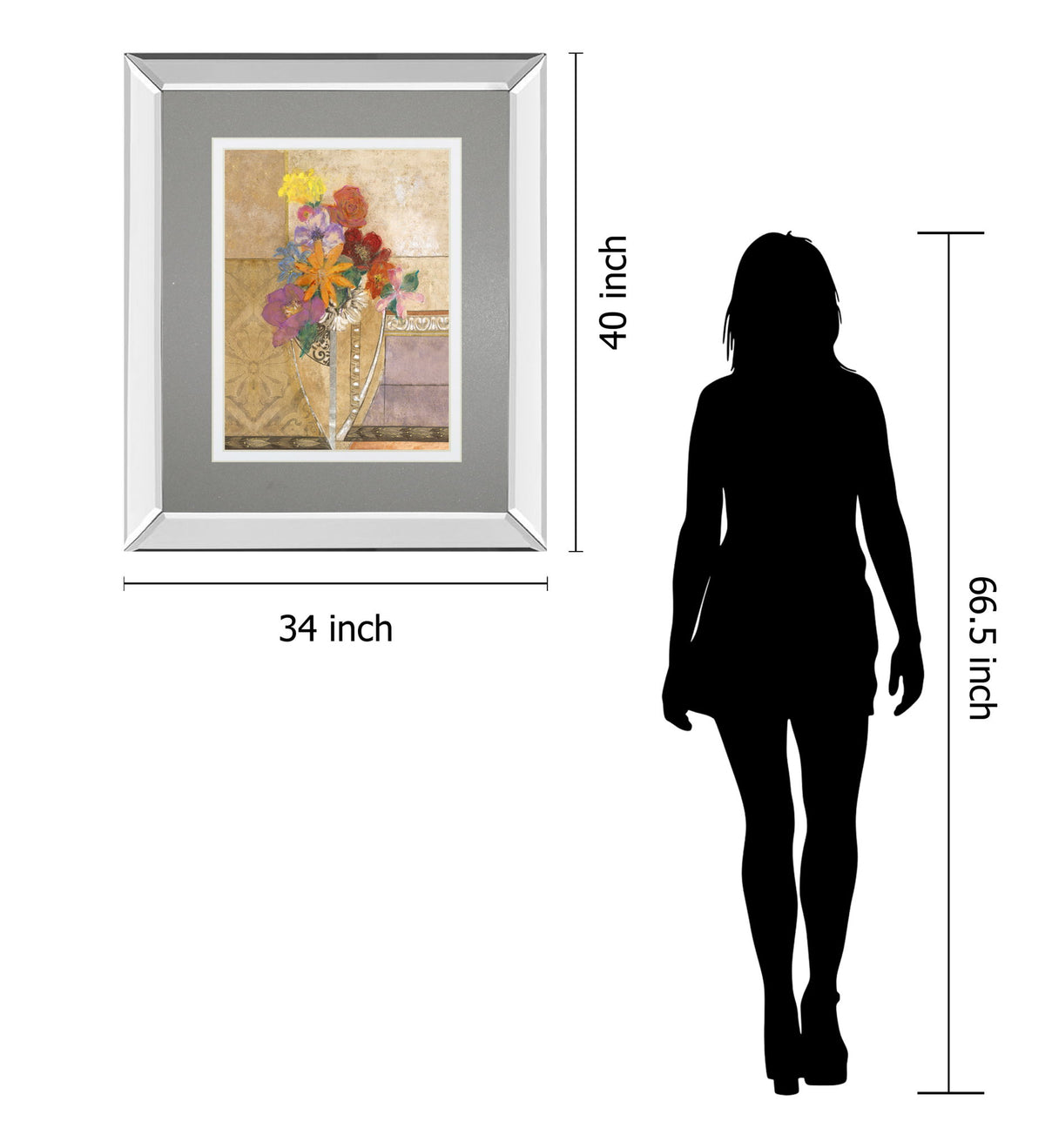 Pansy By Hollack - Mirror Framed Print Wall Art - Beige