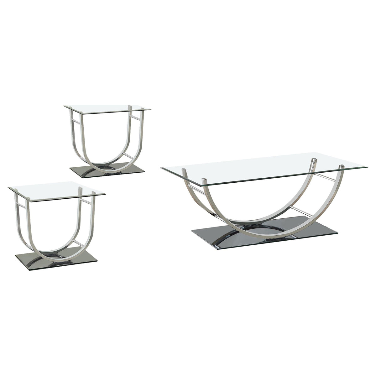 Danville 3-piece Glass Top Coffee and End Table Set Chrome