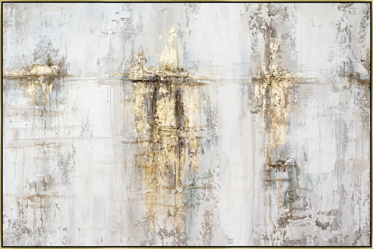 Hand Painted Textured Canvas With Foil In Magic Frame - Silver