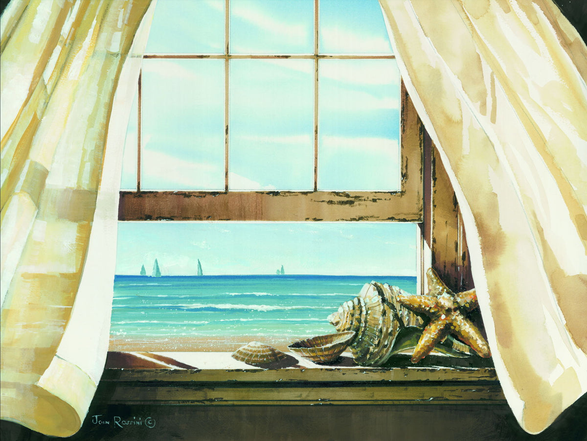 Framed - Beach Treasures By John Rossini - Light Blue