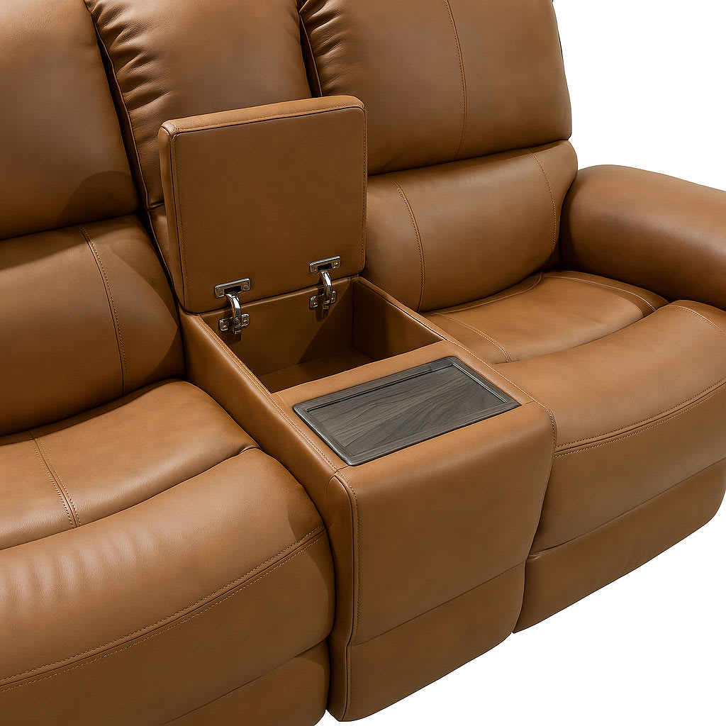 Flexsteel Henry Power Reclining Loveseat with Console & Power Headrests & Lumbar