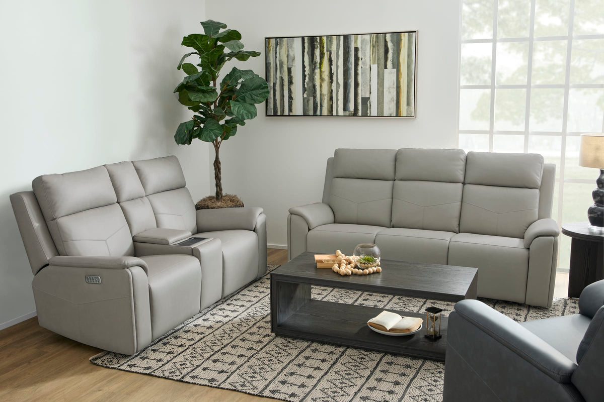 Flexsteel Vernon Power Reclining Loveseat with Console, Power Headrests, Lumbar, Heat & Massage