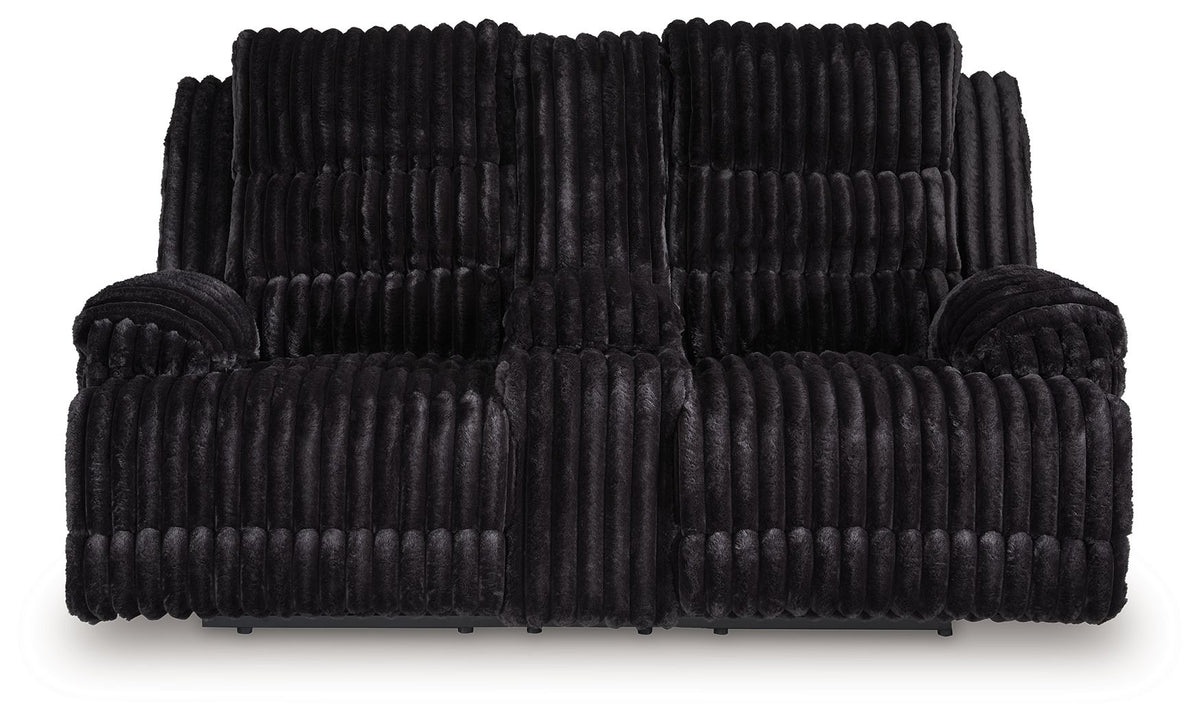 Rhine Falls - Double Reclining Power Loveseat With Console - Onyx