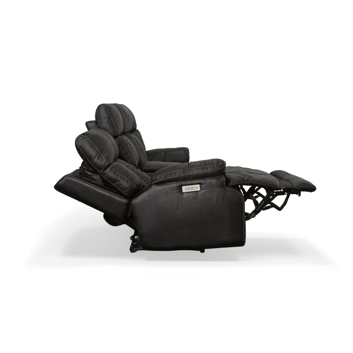 Flexsteel Clive Power Reclining Loveseat with Console, Power Headrests & Lumbar