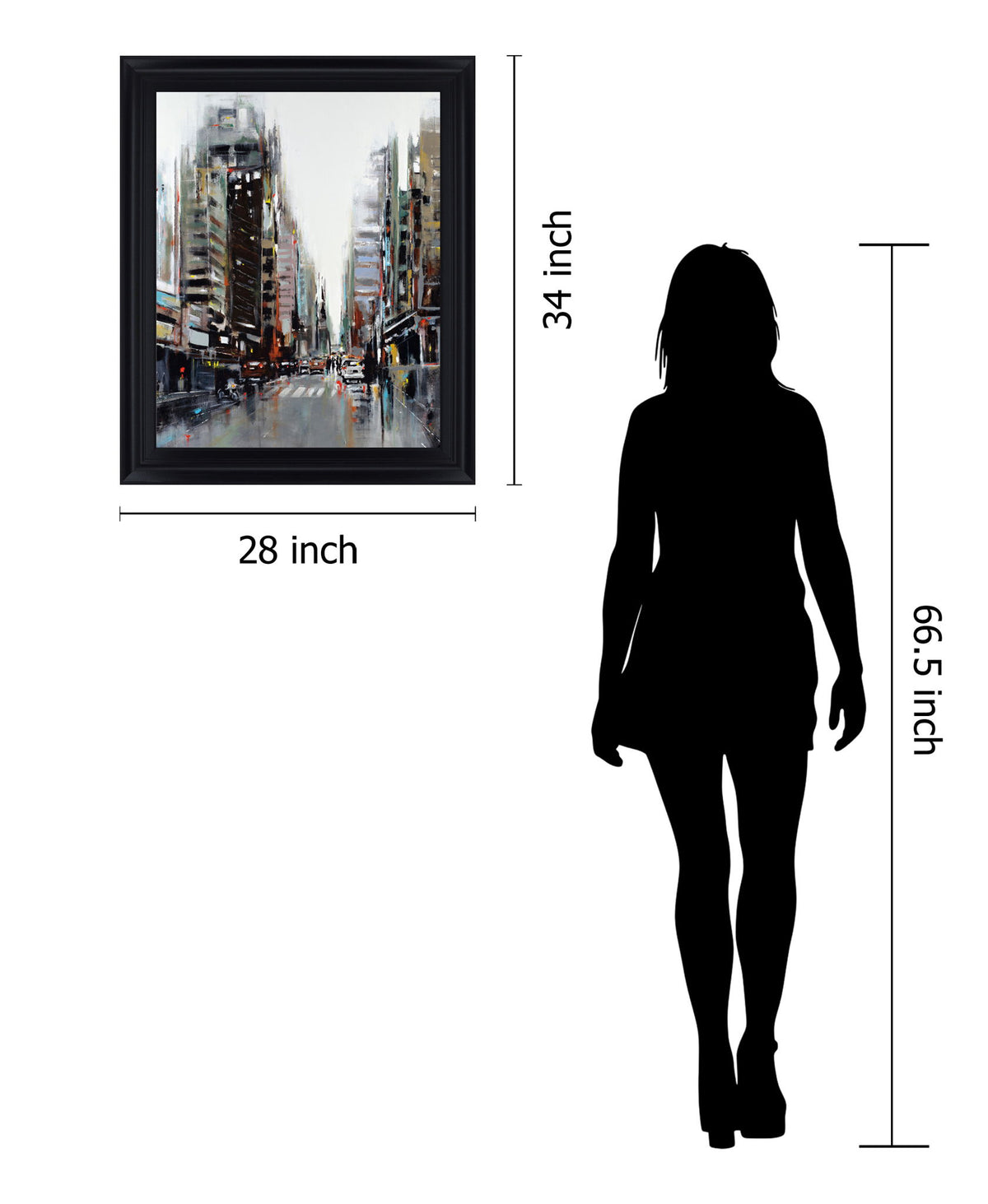 Rainy Avenue - 28" x 34" Framed Wall Art - Dark Gray