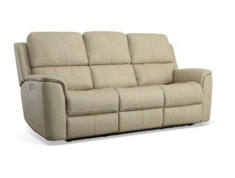 Clearance: Flexsteel Henry Leather Power Sofa – Beige