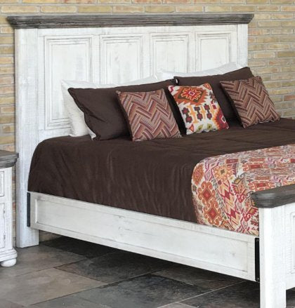 Clearance: King Headboard – Distressed White