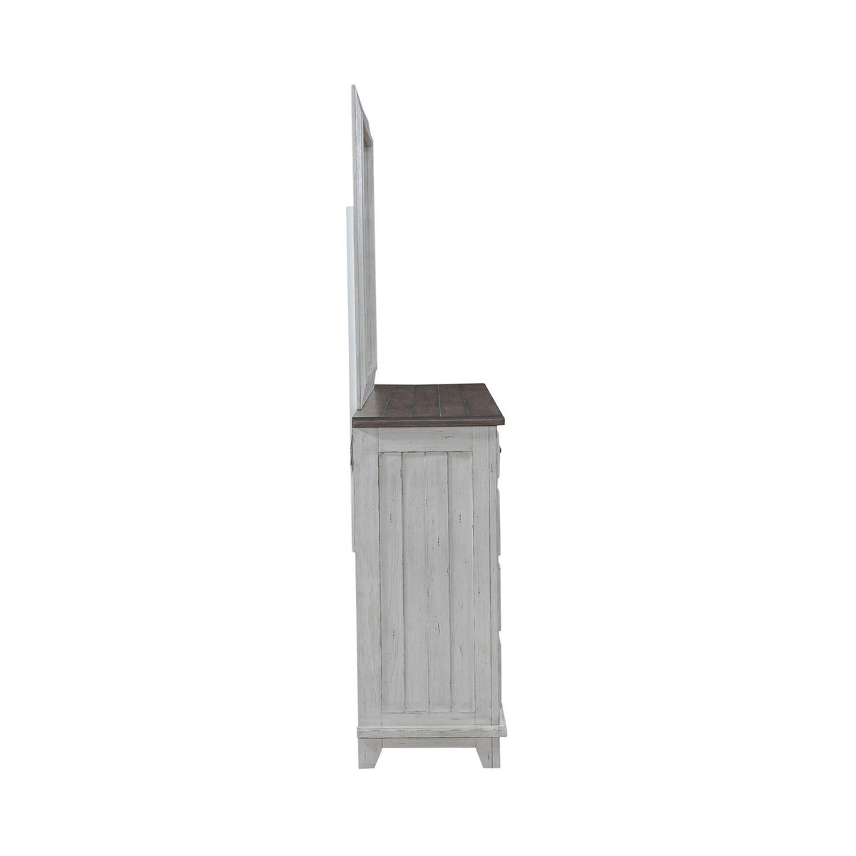 River Place - Dresser & Mirror - Riverstone White & Tobacco