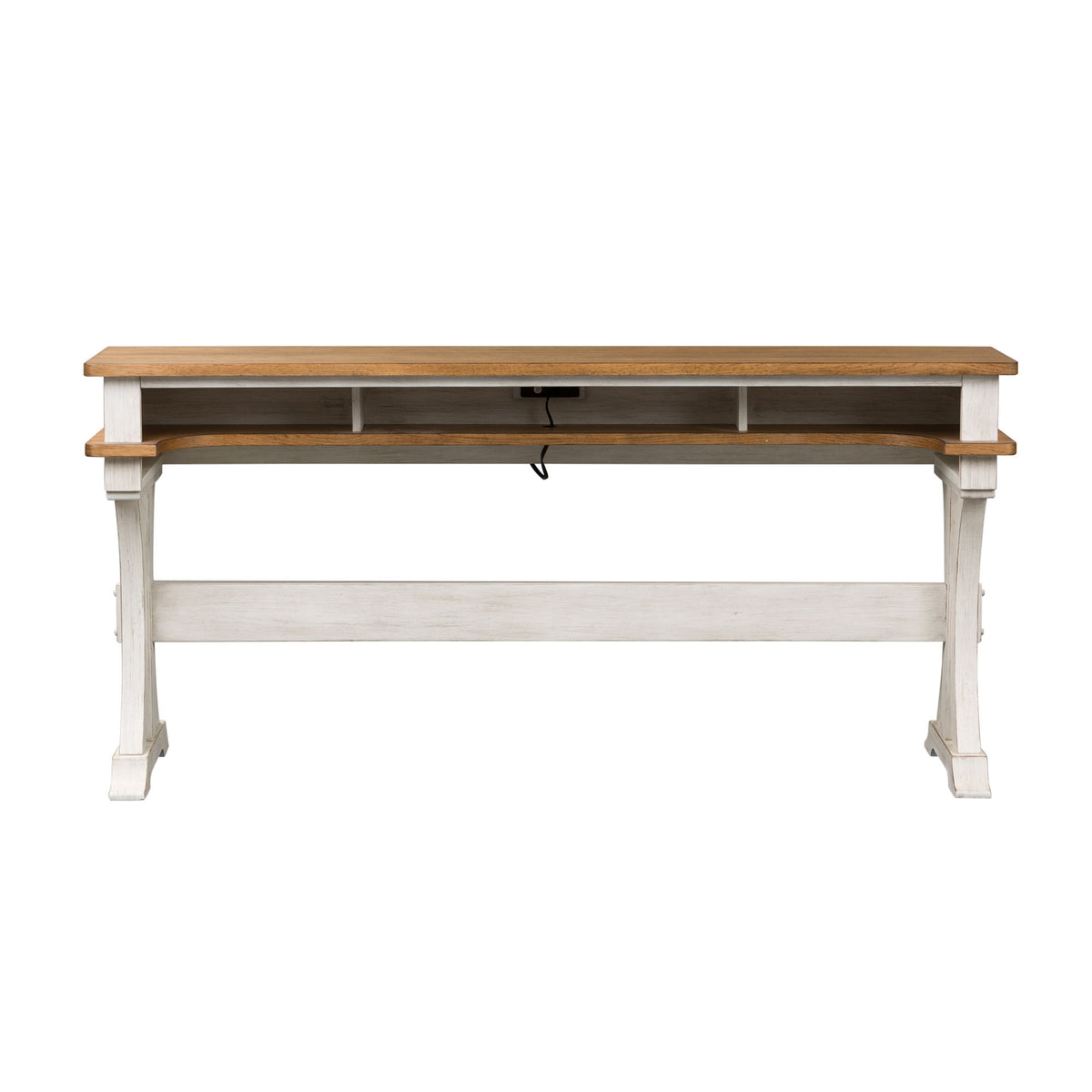 Farmhouse Reimagined - Console Bar Table - Antique White / Chestnut Tops