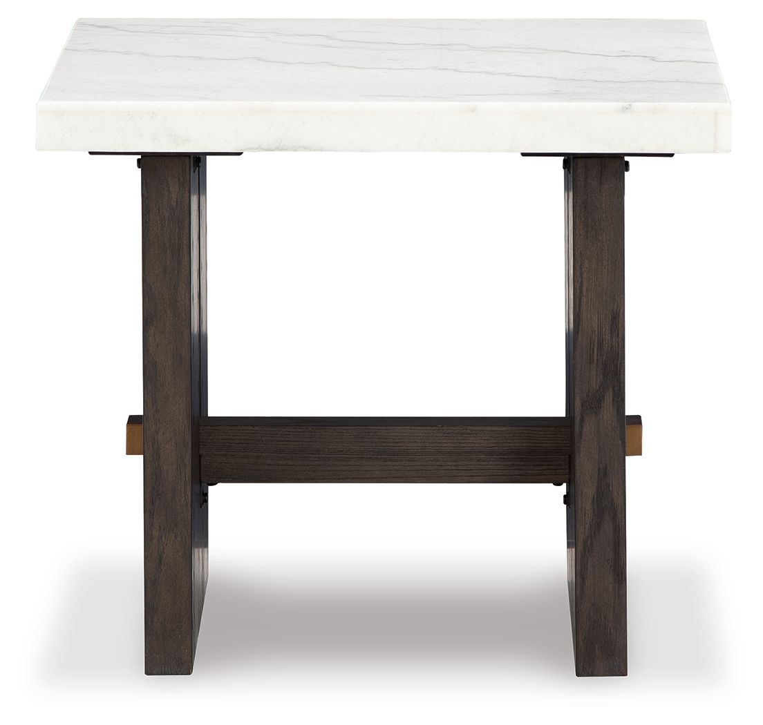 Burkhaus - Rectangular End Table - White / Dark Brown