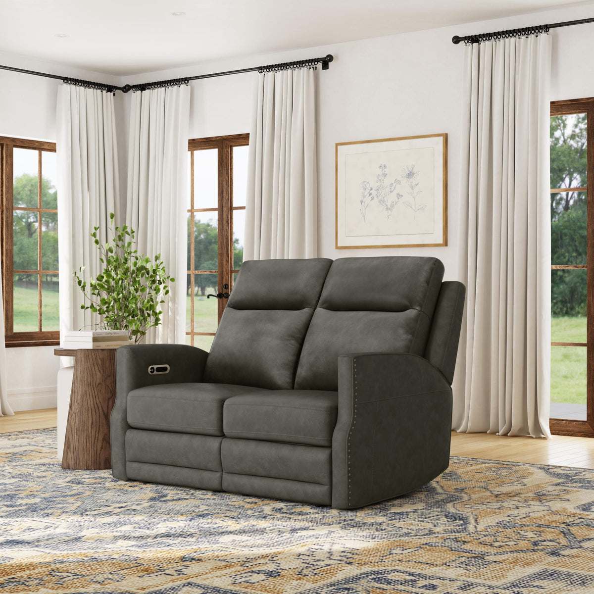 Flexsteel Maxwell Power Reclining Loveseat with Power Headrests and Lumbar