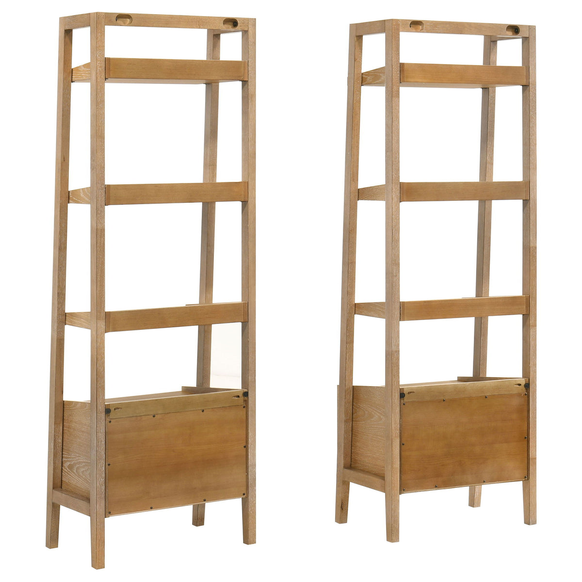 Fabian 2-piece 3-shelf Bookshelf with Drawer Distressed Light Brown