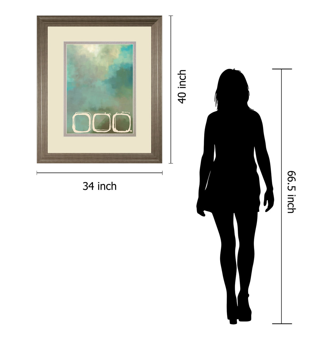 Retro In Aqua And Khaki Il By Laurie Maitland - Framed Print Wall Art - Beige