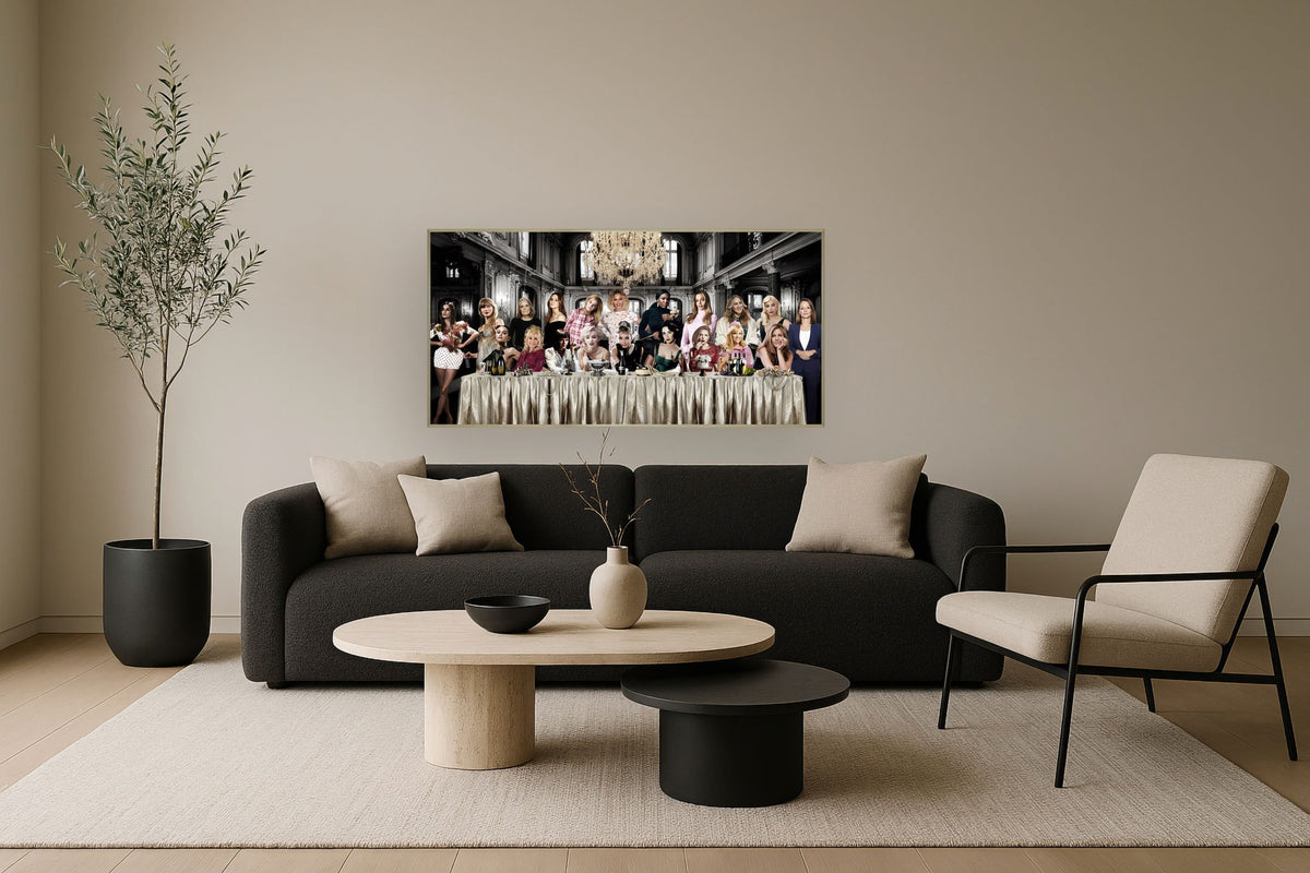Gala Muse Gathering - 32" x 63" Framed Wall Art - Dark Gray