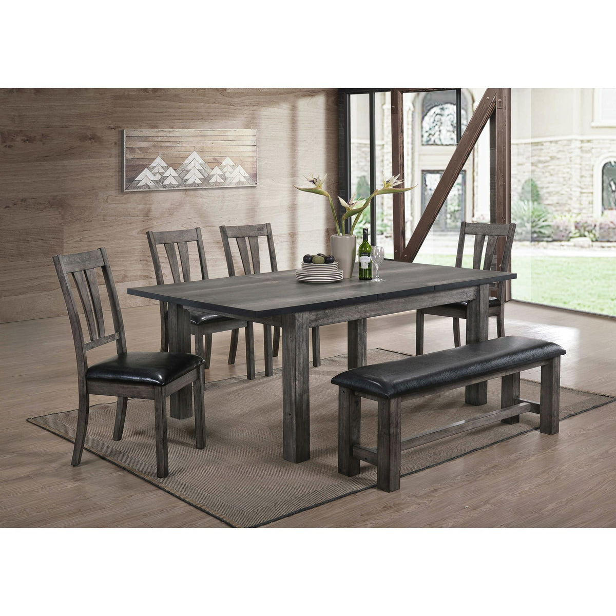 Nathan - Bench With PU Padded Seat - Gray Oak